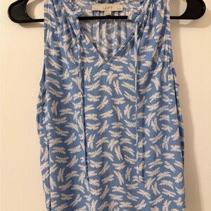 LOFT Light Blue Dragonfly-Print V-Neck Sleeveless Top